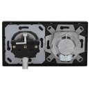 Jung Serie LS Komplett-Set Edelstahl: Cat.6A iso-Anschlussdose UAE-Cat.6A iso-8/8 Up 0 + ES2969-2UA Abdeckung f. IAE/UAE-Anschlussdose + ES1520 SCHUKO Steckdose + ES2982 Rahmen 2-fach