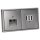 Jung Serie LS Komplett-Set Edelstahl: Cat.6A iso-Anschlussdose iso-8/8 Up 0 + ES2969-2UA Abdeckung + TAE-Anschlussdose TAE 3x6 NFN Up 0 rw + ES2969T Abdeckung + ES2982 Rahmen 2-fach