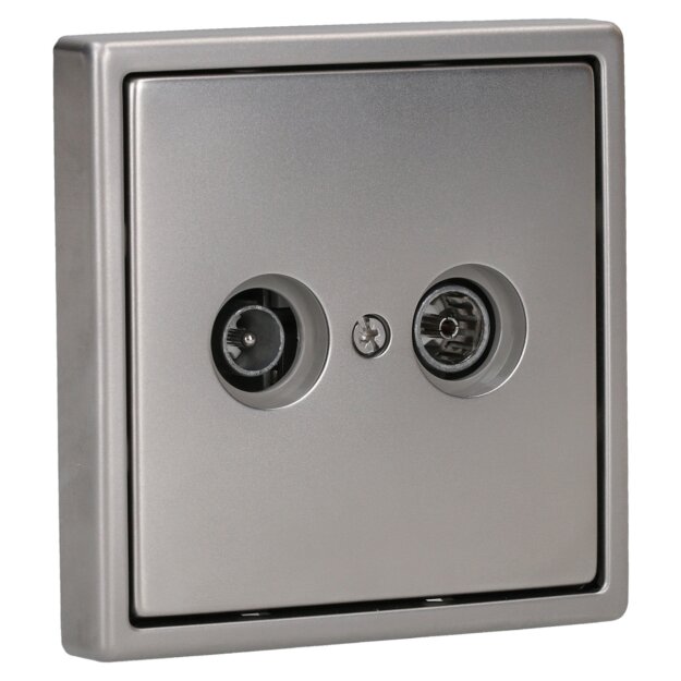 Jung Serie LS Komplett-Set Edelstahl: Antennensteckdose EDU 04 F + ES2990TV Abdeckung f. Antennen-Steckdose + ES2981 Rahmen 1-fach