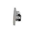 Jung Serie LS Komplett-Set Edelstahl: Antennensteckdose EDU 04 F + ES2990TV Abdeckung f. Antennen-Steckdose + ES1520 SCHUKO Steckdose + ES2982 Rahmen 2-fach