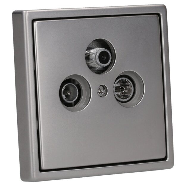 Jung Serie LS Komplett-Set Edelstahl: Triax EDA 302 F Antennendose 3-Loch Stichdose SAT/TV/R + ES2990SAT Abdeckung f. SAT-TV-Steckdose + ES2981 Rahmen 1-fach