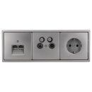 Jung Serie LS Komplett-Set Edelstahl: 4-Loch ASTRO GUT...