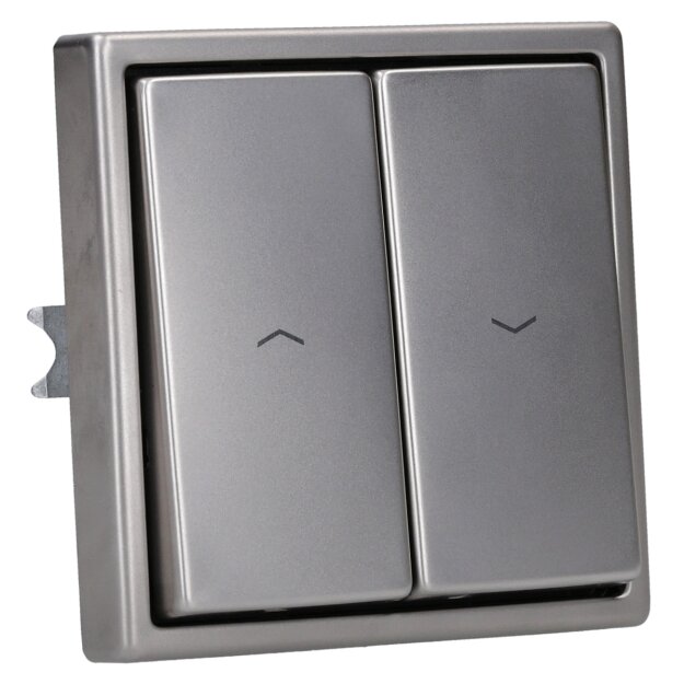 Jung Serie LS Komplett-Set Edelstahl: 539VU Jalousie-Wippschalter, Taster 1-polig + ES2995P Wippe f. Jalousie-Schalter/-Taster + ES2981 Rahmen 1-fach