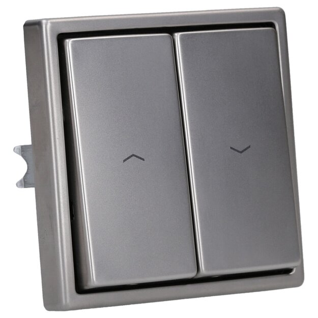 Jung Serie LS Komplett-Set Edelstahl: 509VU Jalousie-Wippschalter, Schalter 1-polig + ES2995P Wippe f. Jalousie-Schalter/-Taster + ES2981 Rahmen 1-fach