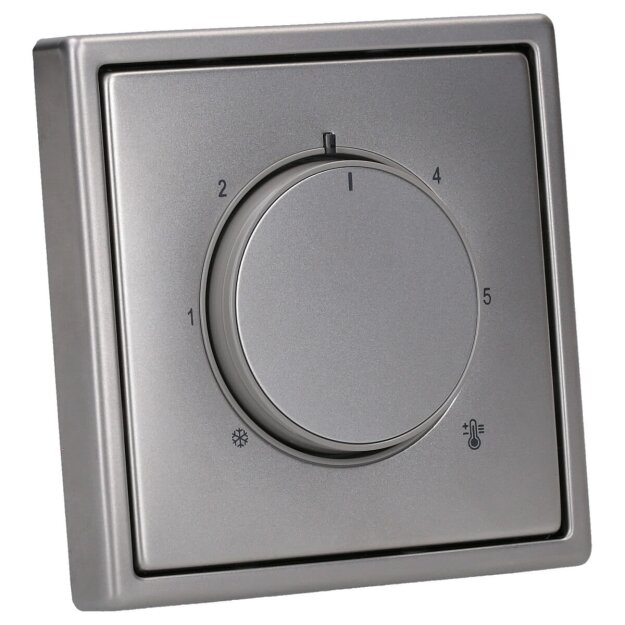Jung Serie LS Komplett-Set Edelstahl: RTR230 Raumthermostat (Öffner) 230 V + ES1749 Abdeckung für Raumtemperaturregler-Einsätze + ES2981 Rahmen 1-fach