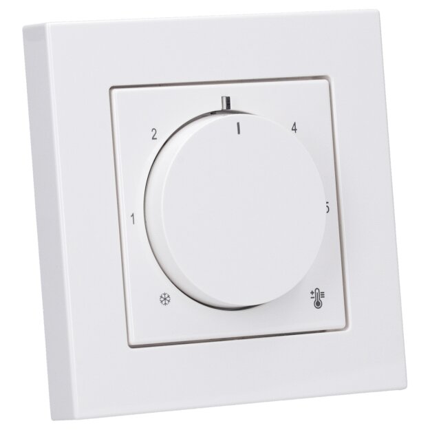 Jung Serie A Komplett-Set Alpinweiß: RTR230 Raumthermostat (Öffner) 230 V + A1749BFWW Abdeckung für Raumtemperaturregler + A5581BFWW Rahmen 1-fach
