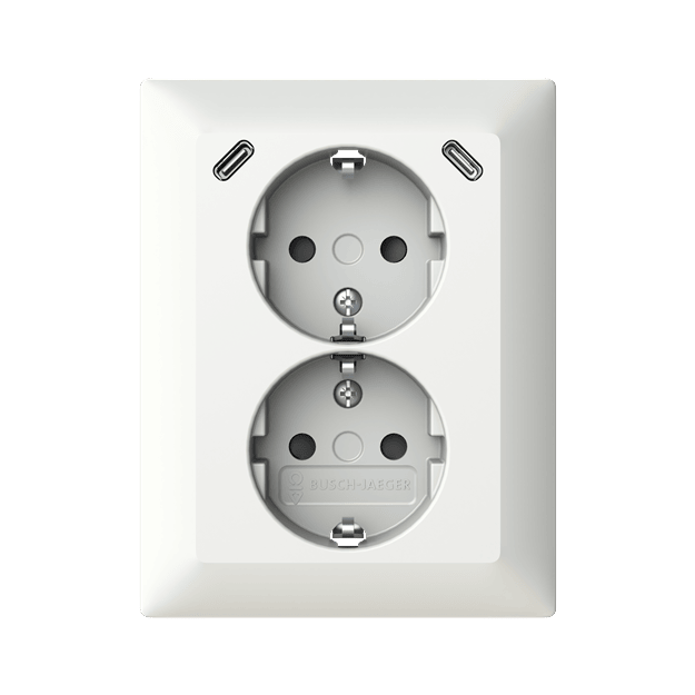 Busch-Jaeger 202EUJRB2USBC-914 SCHUKO® USB-Doppelsteckdose Safety+ mit 2x USB C 2TKA00006018