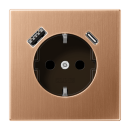 Jung BRG1520-15CA SCHUKO®-Steckdose 16 A 250 V ~ mit USB-Ladegerät 1 x Typ A + 1 x Typ C Safety Plus Serie LS Bronze gebürstet