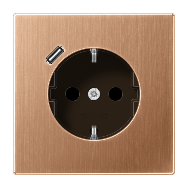 Jung BRG1520-18C SCHUKO®-Steckdose 16 A 250 V ~ mit USB-Ladegerät 1 x Typ C Safety Plus Serie LS Bronze gebürstet