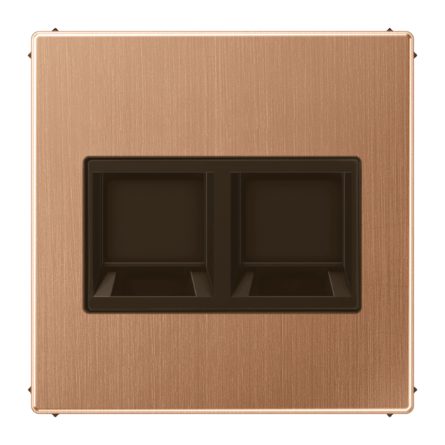 Jung BRG1969-2WE Abdeckung (gerastet) für Modular-Jack-Steckbuchsen 2fach UMA-CAT6A RADIALL Panduit Assmann Metall PVD-beschichtet Serie LS Bronze gebürstet Aufputz