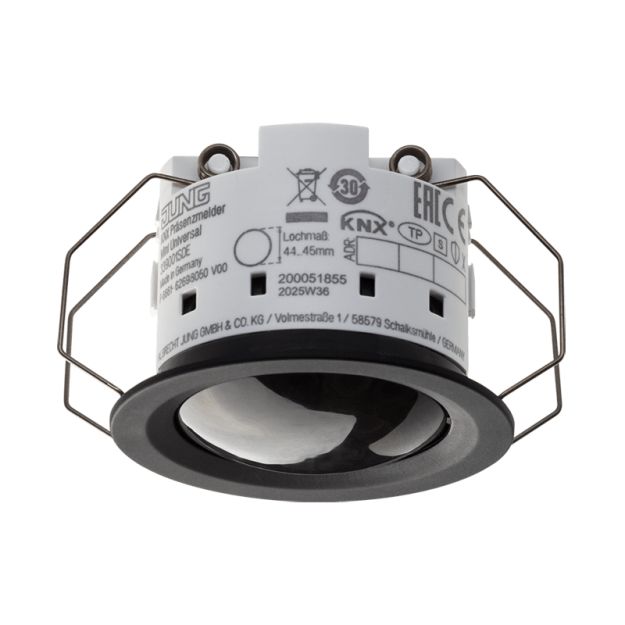 Jung 337001SDE KNX Präsenzmelder Mini mit Temperaturmessung Standard Secure IP 44 3,00 m dunkle Linse Schwarz Aufputz