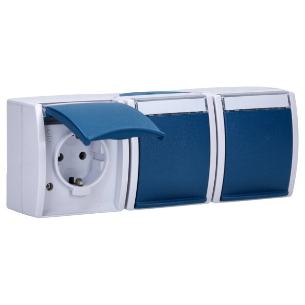 Exklusives Angebot: Busch-Jaeger 2300/3 EWN-53 SCHUKO® Steckdose 3-fach (Thermoplast) Grau ocean® (IP 44) 2CKA002084A0704 - nur für kurze Zeit!