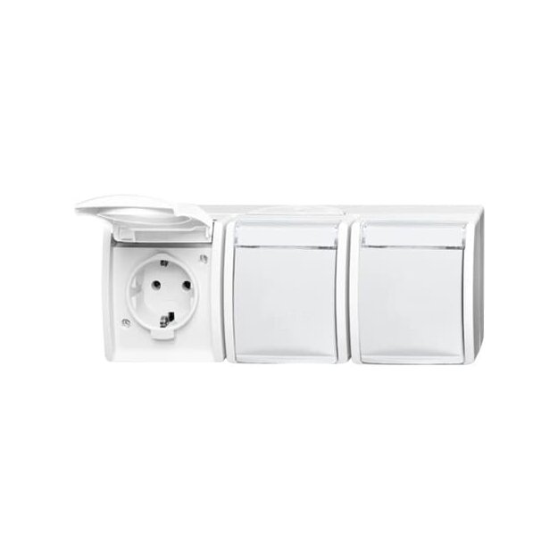 Exklusives Angebot: Busch-Jaeger 2300/3 EWN-54 SCHUKO® Steckdose 3-fach (Thermoplast) Alpinweiß ocean® (IP 44) 2CKA002084A0716 - nur für kurze Zeit!