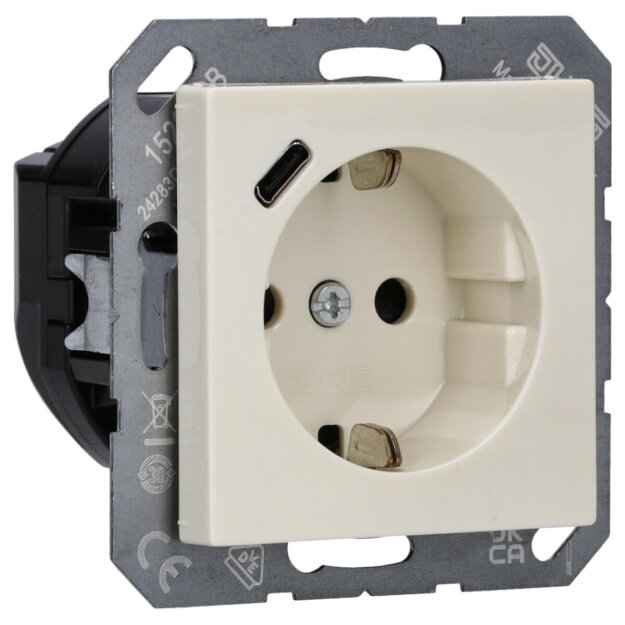 Exklusives Angebot: Jung A1520-18C SCHUKO-Steckdose mit USB Typ C (max. 3A) Quick Charge mit erhöhtem Berührungsschutz (Thermoplast bruchsicher) Weiß Serie A - nur für kurze Zeit!