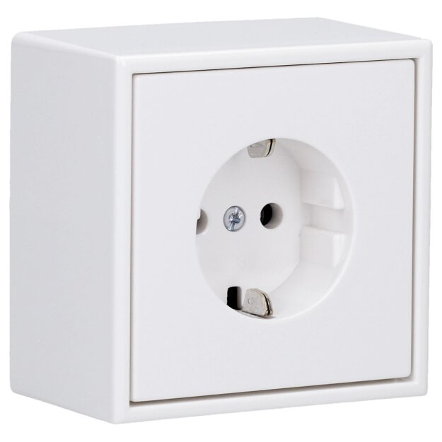 Jung Serie LS Komplett-Set Alpinweiß: LS1520WW SCHUKO Steckdose + LS581AWW Aufputz-Kappe 1-fach
