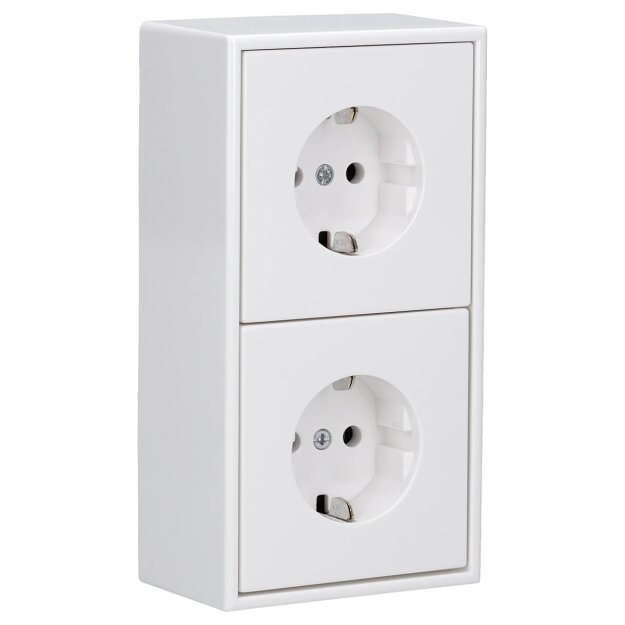 Jung Serie LS Komplett-Set Alpinweiß: 2x LS1520WW SCHUKO Steckdose + LS582AWW Aufputz-Kappe 2-fach