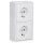 Jung Serie LS Komplett-Set Alpinweiß: 2x LS1520WW SCHUKO Steckdose + LS582AWW Aufputz-Kappe 2-fach