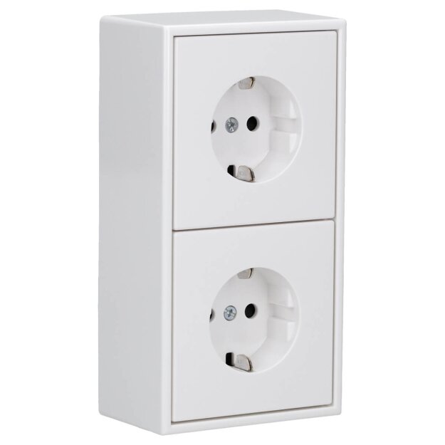 Jung Serie LS Komplett-Set Alpinweiß: 2x LS1520KIWW SCHUKO Steckdose mit Berührungsschutz + LS582AWW Aufputz-Kappe 2-fach