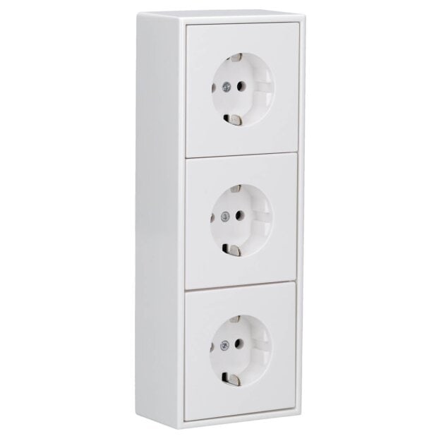 Jung Serie LS Komplett-Set Alpinweiß: 3x LS1520WW SCHUKO Steckdose + LS583AWW Aufputz-Kappe 3-fach