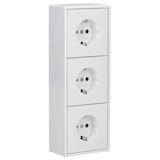 Jung Serie LS Komplett-Set Alpinweiß: 3x LS1520KIWW SCHUKO Steckdose mit Berührungsschutz + LS583AWW Aufputz-Kappe 3-fach