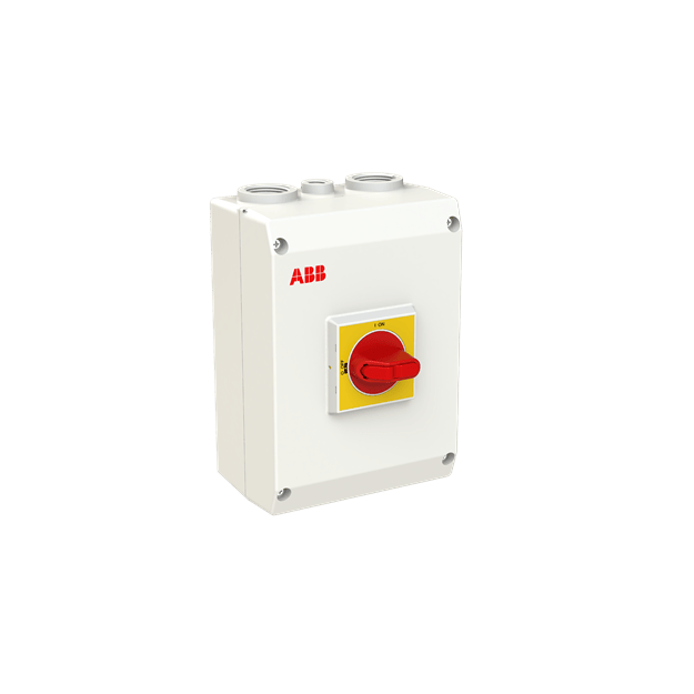 ABB OTP63GA4M Wartungsschalter 4-polig 415V AC23 63A 30kW mit rot-gelbem Griff 1SCA164240R1001