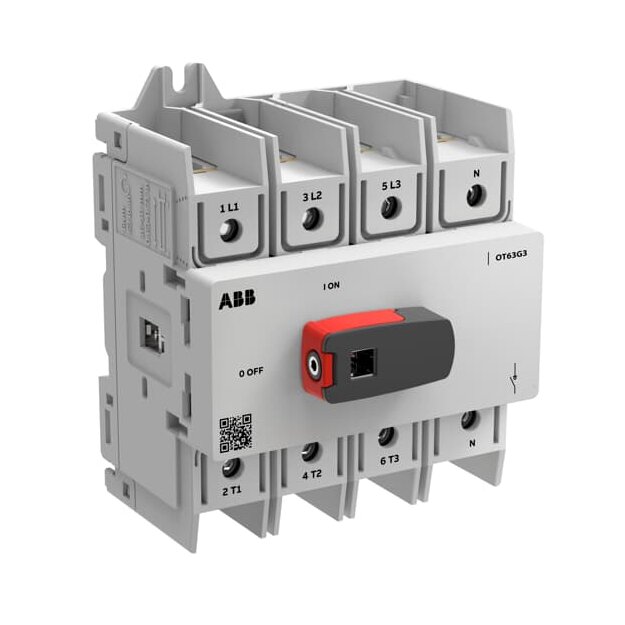 ABB OT63G3-4BSN2 Lasttrennschalter OT Plus 63 A Baugröße G3 4-polig 4. Pol rechts 1SCA162571R1001