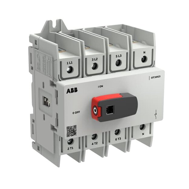 ABB OT30G3-4BSN2 Lasttrennschalter OT Plus 30 A Baugröße G3 4-polig 4. Pol rechts 1SCA162545R1001