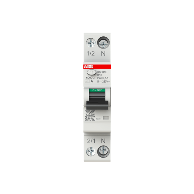 ABB DS301C B10 A100 FI/LS-Schalter Typ A 100 mA 6 kA 1P+N B-Char. 10 A 1 Teilungseinheit 2CSR255163R2105