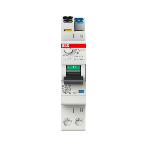 ABB DSX301C B10 F30 FI/LS-Schalter Typ F mischfrequenzsensitiv 30 mA 6 kA 1P+N B-Char. 10 A 2CSR255565R1105