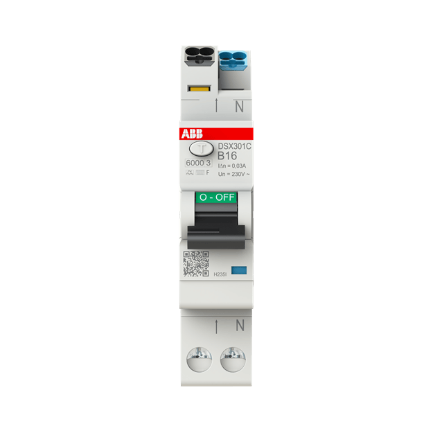 ABB DSX301C B16 F30 FI/LS-Schalter Typ F mischfrequenzsensitiv 30 mA 6 kA 1P+N B-Char. 16 A 2CSR255565R1165