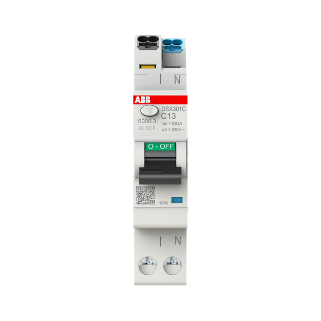 ABB DSX301C C13 F30 FI/LS-Schalter Typ F mischfrequenzsensitiv 30 mA 6 kA 1P+N C-Char. 13 A 2CSR255565R1134