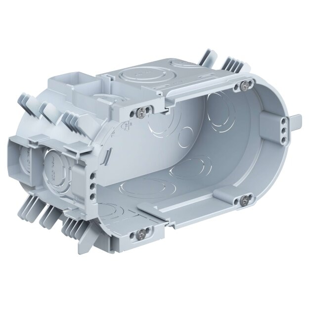 Kaiser 1656-06 Unterputz Doppel-Geräte-Verbindungsdose UP1 Fix Klemmrippen 4x3 Schraubdome Geräteschrauben