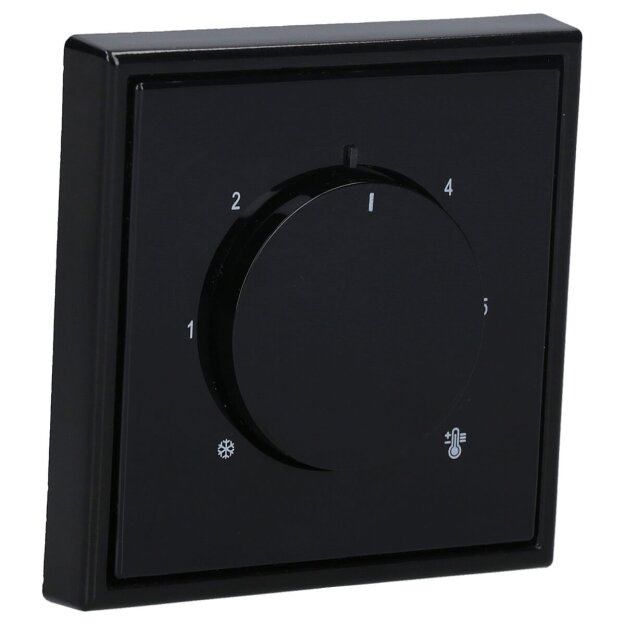 Jung Serie LS Komplett-Set Schwarz: RTR230 Raumthermostat (Öffner) 230 V + LS1749BFSW Abdeckung für Raumtemperaturregler + LS981SW Rahmen 1-fach