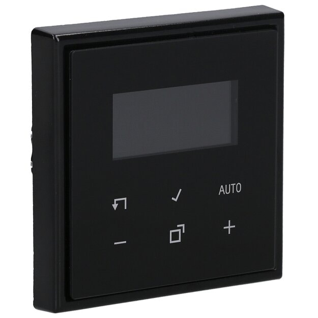 Jung Serie LS Komplett-Set Schwarz: Jung TRDLS1790SW Raumtemperaturregler mit Display Standard + LS981SW Rahmen 1-fach