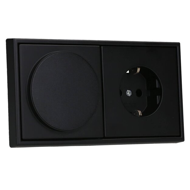 Jung Serie LS Magnetic Charger Set Graphitschwarz Matt: WC230-15 induktives Ladegerät für kabelloses Laden + LSWCMAGSWM Abdeckung + LS1520SWM SCHUKO Steckdose + LS982SWM Rahmen 2-fach