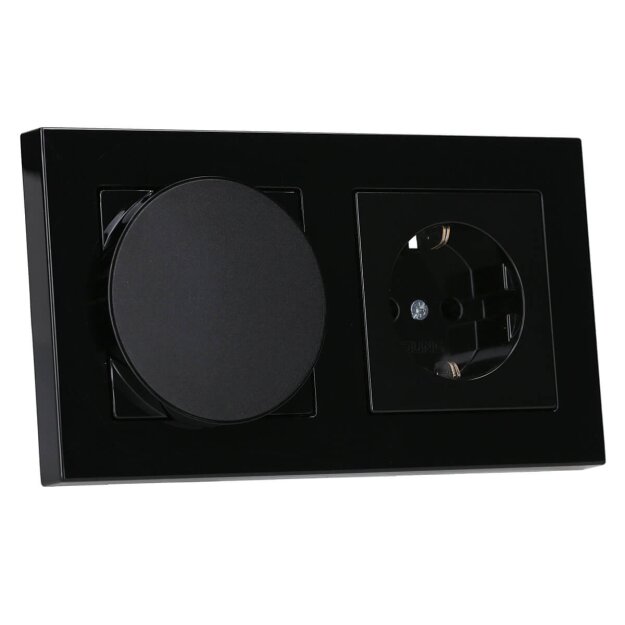 Jung Serie A Magnetic Charger Set Schwarz: WC230-15 induktives Ladegerät für kabelloses Laden + AWCMAGSW Abdeckung + A1520SW SCHUKO Steckdose + A5582BFSW Rahmen 2-fach