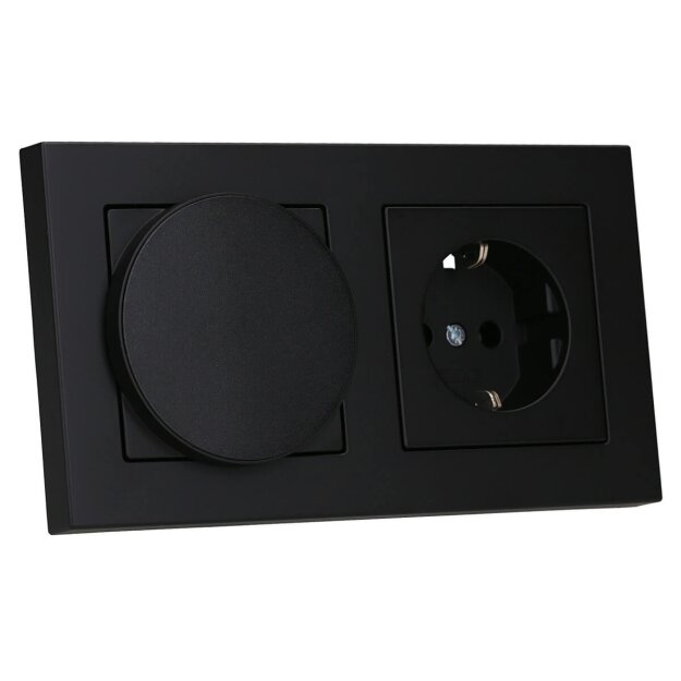 Jung Serie A Magnetic Charger Set Graphitschwarz Matt: WC230-15 induktives Ladegerät für kabelloses Laden + AWCMAGSWM Abdeckung + A1520BFSWM SCHUKO Steckdose + A5582BFSWM Rahmen 2-fach