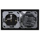 Jung Serie A USB Set Schwarz: USBPD60CSW USB-PD60-Ladegerät + A1569USBSW Abdeckung + A1520SW SCHUKO Steckdose + A5582BFSW Rahmen 2-fach