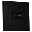 Jung Serie A USB Set Graphitschwarz Matt: USBPD60CSW USB-PD60-Ladegerät + A1569USBSWM Abdeckung für USB + A5581BFSWM Rahmen 1-fach