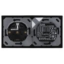 Jung Serie LS USB Set Schwarz: USBPD60CSW USB-PD60-Ladegerät + LS1969USBSW Abdeckung + LS1520SW SCHUKO Steckdose + LS982SW Rahmen 2-fach