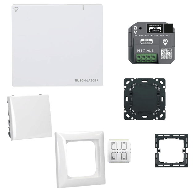 Busch-Jaeger Licht & Szenen Set: SAP.13-WL System Access Point 3.0 Wireless + 62851 U-WL Dimmaktor 1-fach + 62721/01 U-WL Smart-Switch + Busch-balance® SI 1-fach Rahmen & 6735 BT-914Wippe