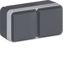 Hager WNC126 Steckdose SK-S 2-fach waagerecht mit Berührungsschutz KD 4E W.1 Grau