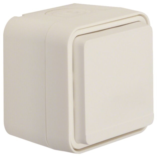 Hager WNC140B SCHUKO AP Feuchtraumsteckdose 1-fach mit Klappdeckel AP W.1 Polarweiß