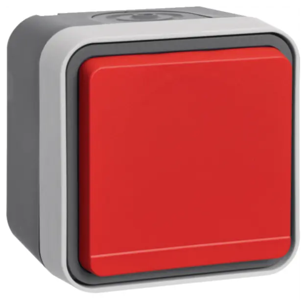 Hager WNC190 Steckdose SCHUKO mit Klappdeckel Rot W.1 Grau