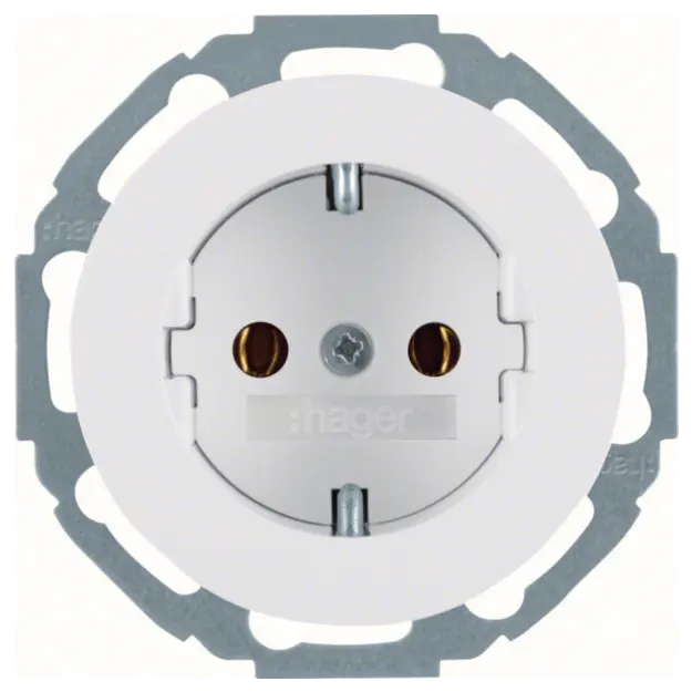 Hager WLS1100WG Unterputz Steckdose SCHUKO 1-fach Serie R.Classic Polarweiß glänzend