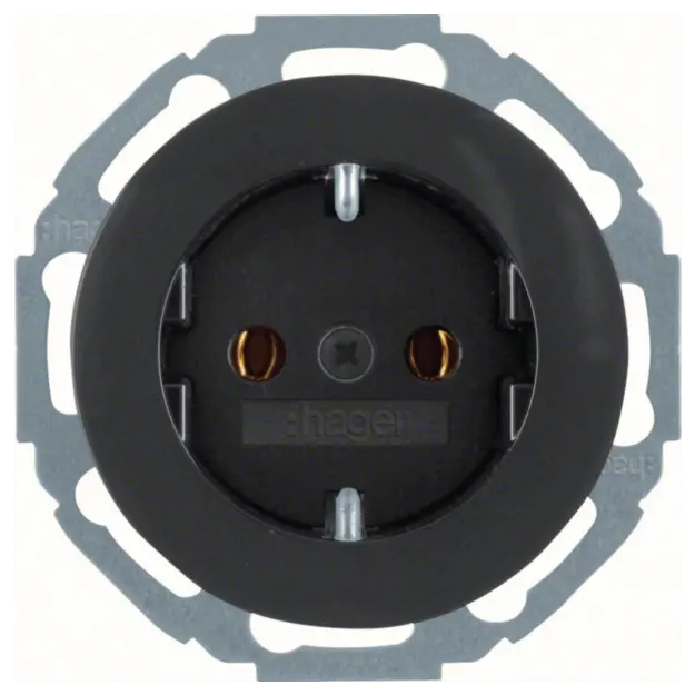 Hager WLS1100BG Unterputz Steckdose SCHUKO 1-fach Serie R.Classic Schwarz glänzend