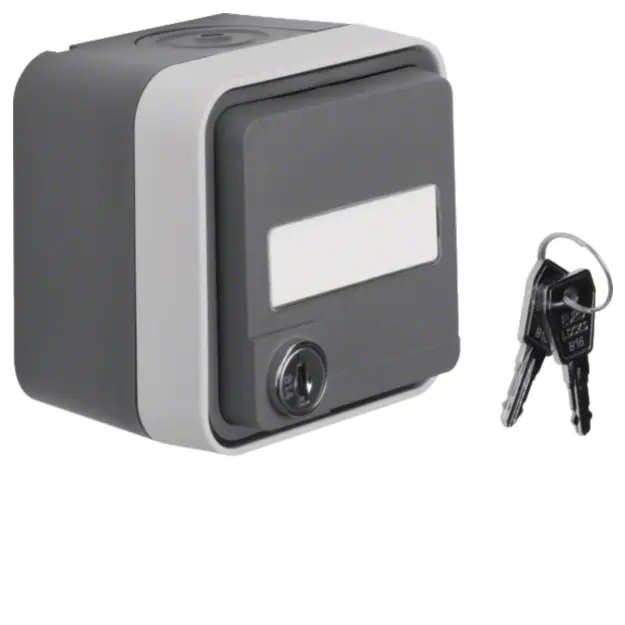 Hager WNC167 Aufputzsteckdose SCHUKO mit Klappdeckel W.1 Grau