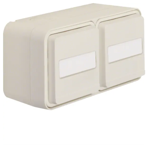 Hager WNC145B Steckdose SCHUKO 2-fach waagerecht mit Klappdeckel BF W.1 Polarweiß