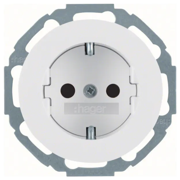 Hager WLS1200WG Steckdose SCHUKO mit Berührungsschutz R.classic Polarweiß glänzend