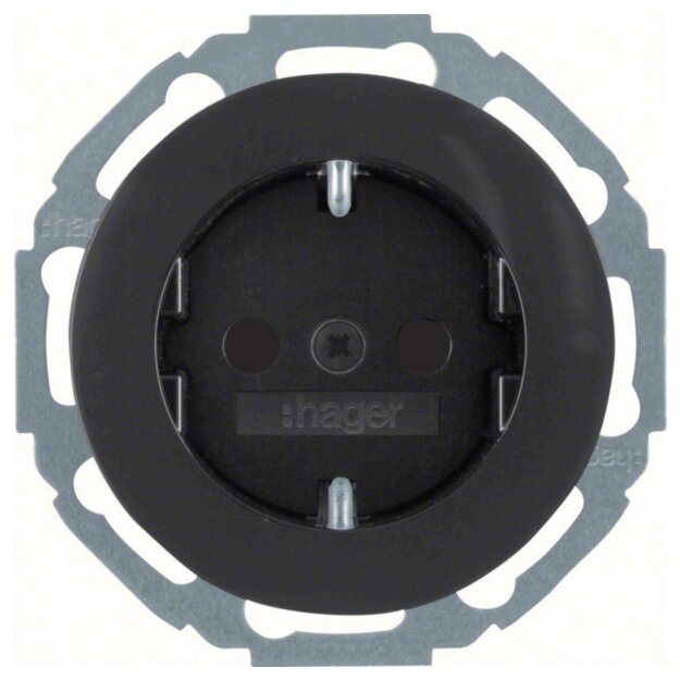 Hager WLS1200BG Steckdose SCHUKO mit Berührungsschutz R.classic Schwarz glänzend